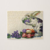 ヴィンテージビクトリアンイースターバニー、花と卵 ジグソーパズル (横)