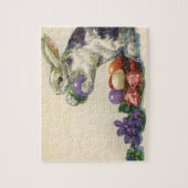 ヴィンテージビクトリアンイースターバニー、花と卵 ジグソーパズル (縦)