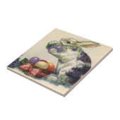 ヴィンテージビクトリアンイースターバニー、花と卵 タイル (側面)