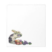 ヴィンテージビクトリアンイースターバニー、花と卵 ノートパッド (正面)