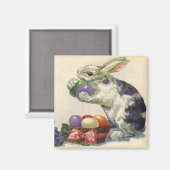 ヴィンテージビクトリアンイースターバニー、花と卵 マグネット (正面/裏面)