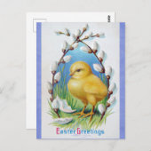 ヴィンテージビクトリアンイースター挨拶かわいい雛 ポストカード (正面/裏面)