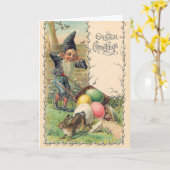 ヴィンテージビクトリアンイースター挨拶と格言 カード (黄色い花)