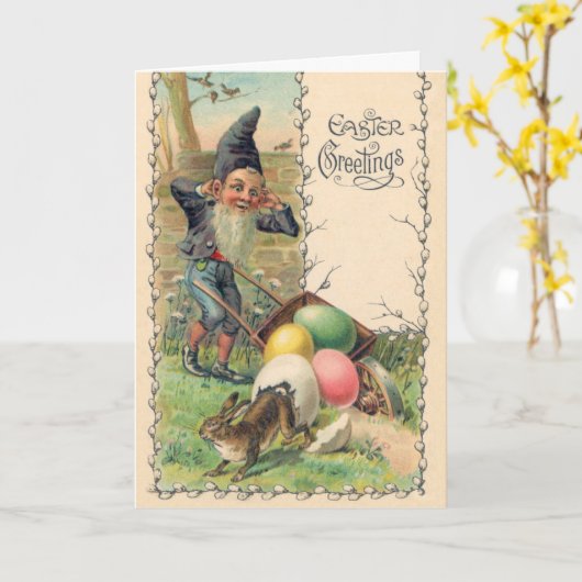 ヴィンテージビクトリアンイースター挨拶と格言 カード (黄色い花)