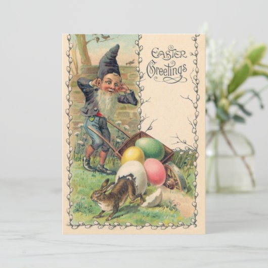 ヴィンテージビクトリアンイースター挨拶と格言 招待状 (スタンド正面)