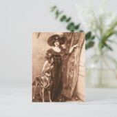 ヴィンテージビクトリアンウィグレイハウンドドッグテンプレート ポストカード (スタンド正面)