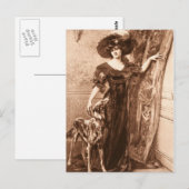 ヴィンテージビクトリアンウィグレイハウンドドッグテンプレート ポストカード (正面/裏面)