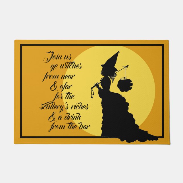 ヴィンテージビクトリアンウィッチシルエットオープンハウス ドアマット (正面)