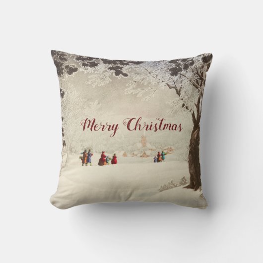 ヴィンテージビクトリアンウィンターホリデークリスマス クッション (正面)