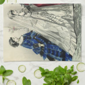 ヴィンテージビクトリアンウェディングパーティブライダルポートレート キッチンタオル (折り畳み)