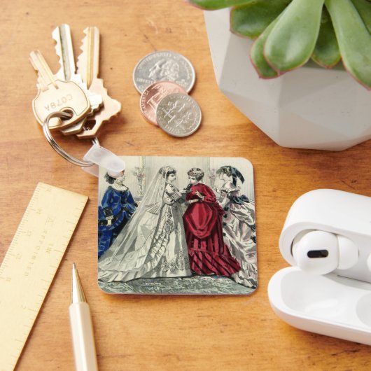 ヴィンテージビクトリアンウェディングパーティブライダルポートレート キーホルダー (デスク)