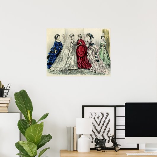 ヴィンテージビクトリアンウェディングパーティブライダルポートレート ポスター (ホームオフィス)