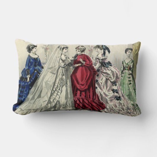 ヴィンテージビクトリアンウェディングパーティブライダルポートレート ランバークッション (正面)