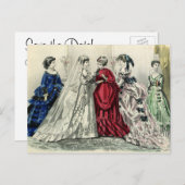 ヴィンテージビクトリアンウェディングパーティー日付の保存 案内ポストカード (正面/裏面)