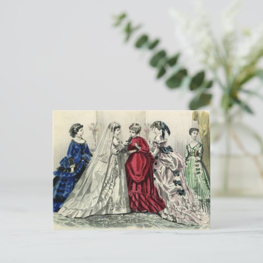 ヴィンテージビクトリアンウェディングパーティー日付の保存 案内ポストカード (スタンド正面)