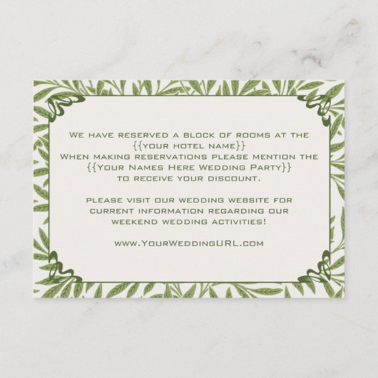 ヴィンテージビクトリアンウェディング葉ウィロー エンクロージャーカード (裏面)