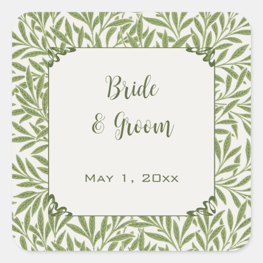 ヴィンテージビクトリアンウェディング葉ウィロー スクエアシール (正面)