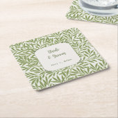 ヴィンテージビクトリアンウェディング葉ウィロー スクエアペーパーコースター (アングル)