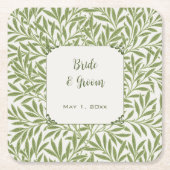 ヴィンテージビクトリアンウェディング葉ウィロー スクエアペーパーコースター (正面)