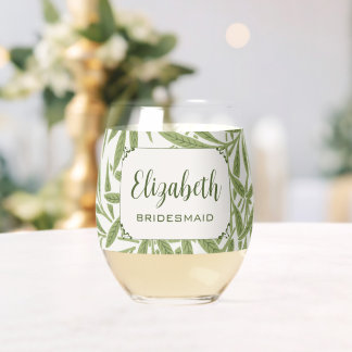 ヴィンテージビクトリアンウェディング葉ウィロー ステムなしワイングラス