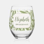 ヴィンテージビクトリアンウェディング葉ウィロー ステムなしワイングラス (正面)