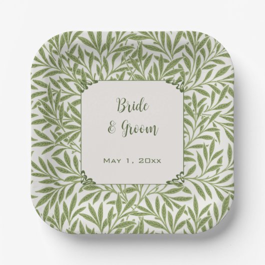 ヴィンテージビクトリアンウェディング葉ウィロー ペーパープレート (正面)