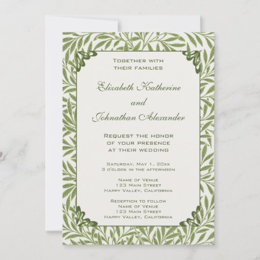 ヴィンテージビクトリアンウェディング葉ウィロー 招待状 (正面)