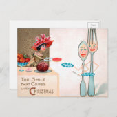 ヴィンテージビクトリアンウッドドールのクリスマスポストカード ポストカード (正面/裏面)