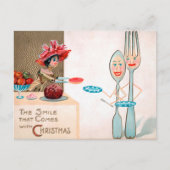 ヴィンテージビクトリアンウッドドールのクリスマスポストカード ポストカード (正面)