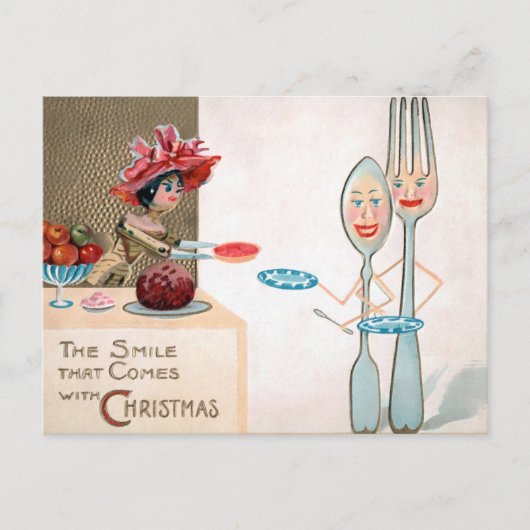 ヴィンテージビクトリアンウッドドールのクリスマスポストカード ポストカード (正面)