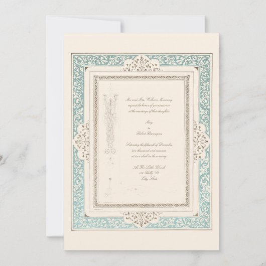 ヴィンテージビクトリアンエラウォルター縁どクレン結婚ズ 招待状 (正面)