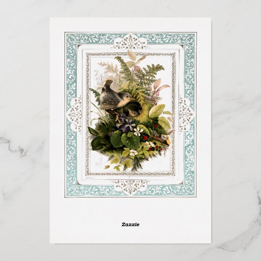 ヴィンテージビクトリアンエラウォルター縁どクレン結婚ズ 箔招待状 (裏面)