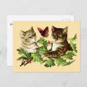 ヴィンテージビクトリアンエラキャッツ&バタフライテンプレート ポストカード (正面/裏面)