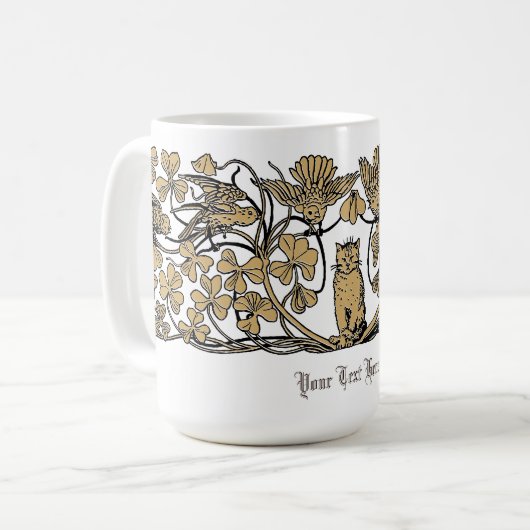 ヴィンテージビクトリアンエラキャットクローバー&バード コーヒーマグカップ (正面左)