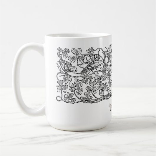 ヴィンテージビクトリアンエラキャットクローバー&バード コーヒーマグカップ (左)