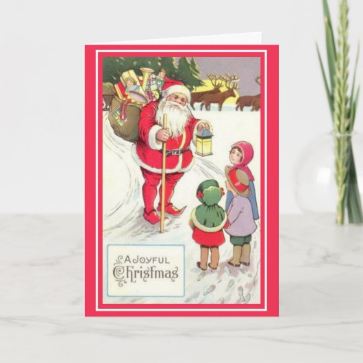 ヴィンテージビクトリアンエラサンタ小妖精や小人カード シーズンカード (正面)