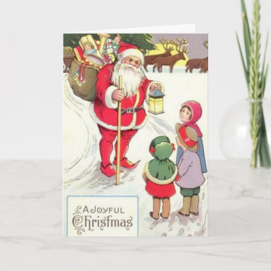 ヴィンテージビクトリアンエラサンタ小妖精や小人カード シーズンカード (正面)