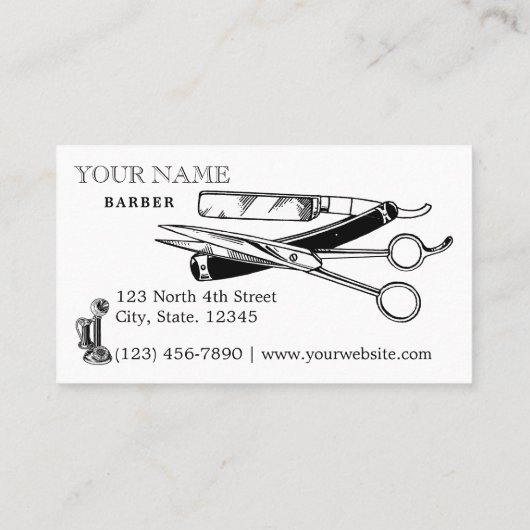 ヴィンテージビクトリアンエラスチームパンク理容師テンプレート 名刺 (裏面)