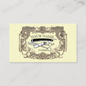 ヴィンテージビクトリアンエラスチームパンク理容師テンプレート 名刺 (正面)