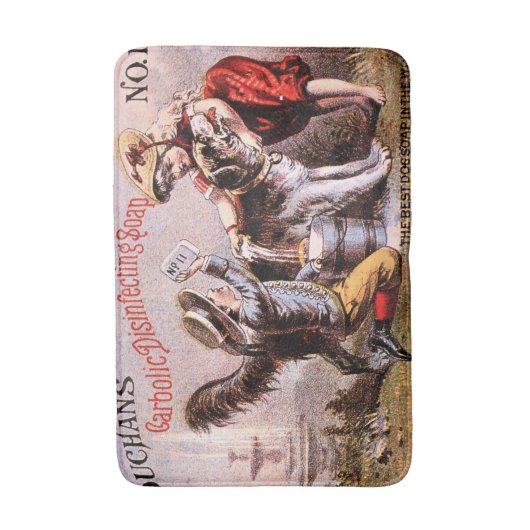 ヴィンテージビクトリアンエラソープアドと犬と子ども バスマット (正面縦)