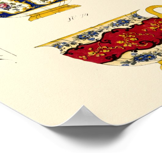 ヴィンテージビクトリアンエラティーカップデザイン ポスター (角)