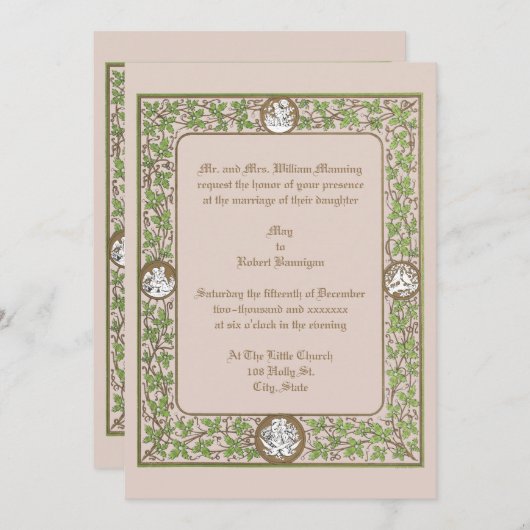 ヴィンテージビクトリアンエラドブズ&チェル結婚ブス 招待状 (正面/裏面)