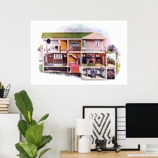 ヴィンテージビクトリアンエラハウスカットウェイビュー ポスター (ホームオフィス)