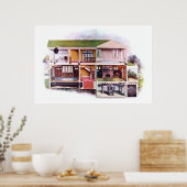 ヴィンテージビクトリアンエラハウスカットウェイビュー ポスター (キッチン)