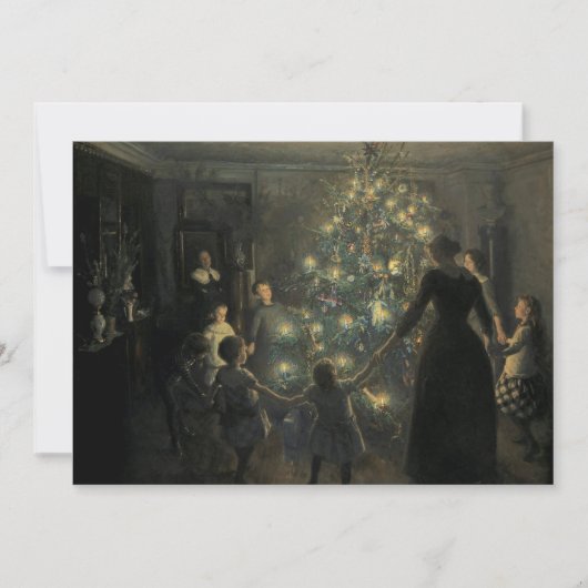 ヴィンテージビクトリアンエラハッピークリスマスツリー シーズンカード (正面)