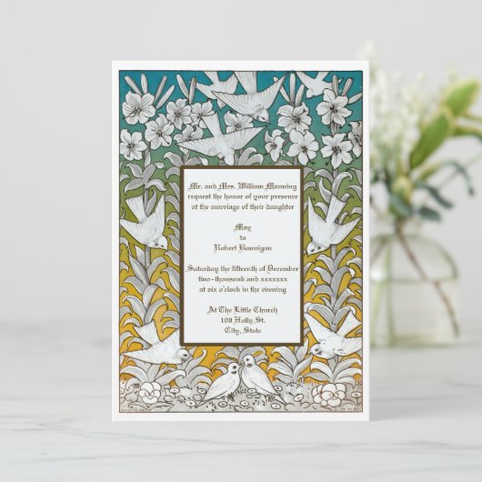 ヴィンテージビクトリアンエラハト&フラワーズ結婚ズ 招待状 (スタンド正面)