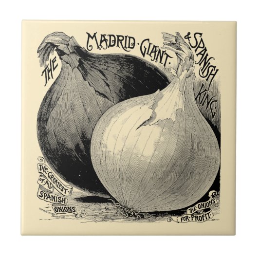 ヴィンテージビクトリアンエラフルーツ&ベジタブルネギ広告 タイル (正面)