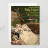 ヴィンテージビクトリアンエラベビーシャワーテンプレート 招待状 (正面/裏面)