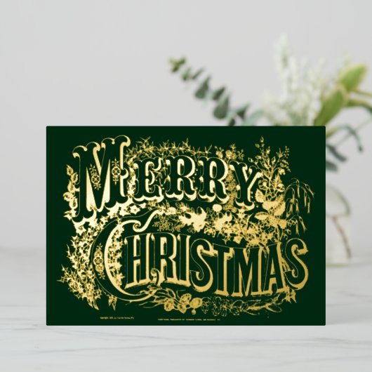 ヴィンテージビクトリアンエラメリークリスマス 箔シーズンカード (立ち正面)