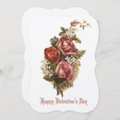 ヴィンテージビクトリアンエラレッドローゼバレンタインホリデー シーズンカード (正面/裏面)